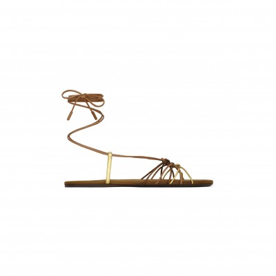 YSL BABYLONE SANDALS IN SMOOTH AND METALLIC LEATHER 825740AAETH2563